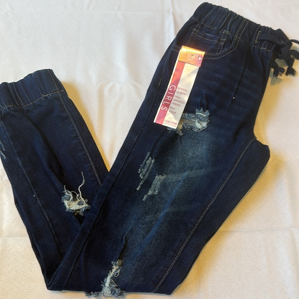 NWT GOGO Star Girls Joggers Jeans‎ Distressed Size 10